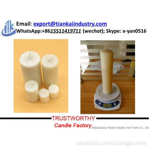 white pillar candle factory